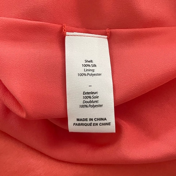 Cinq à Sept Stace One Shoulder Silk Top Neon Coral Size XS - Picture 10 of 10